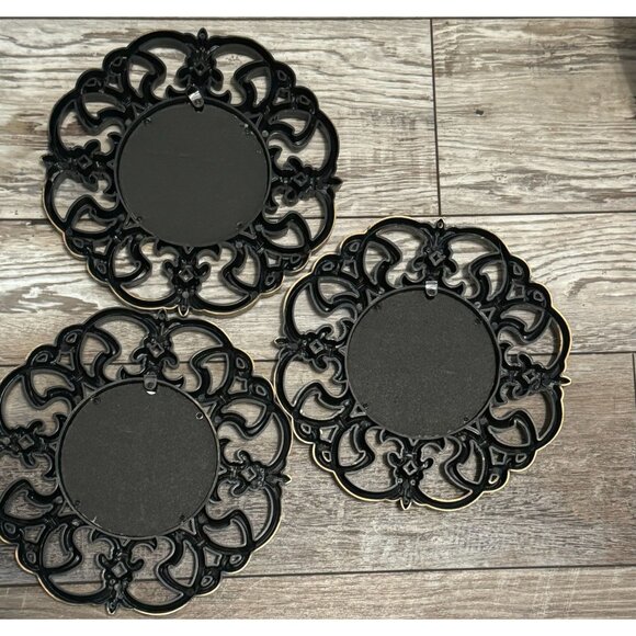 Fleur-de-lis Burnished Gold 3-Piece Mirror Set Wall Decor - Picture 4 of 4